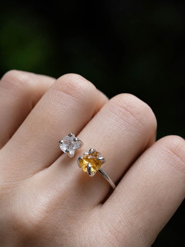 Anillo Camus citrino y cuarzo cristal - Secundaria