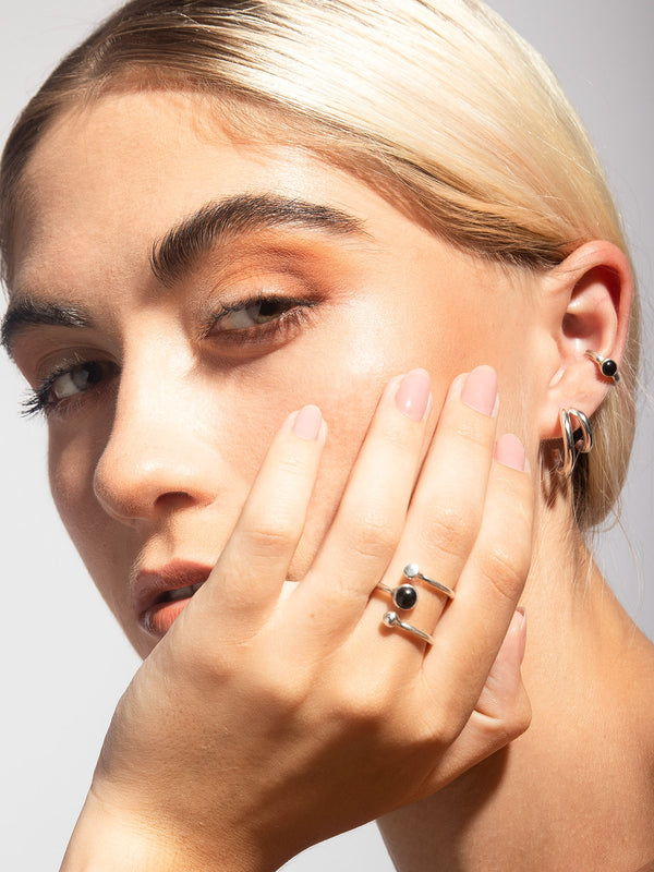 Anillo Calypso obsidiana negra