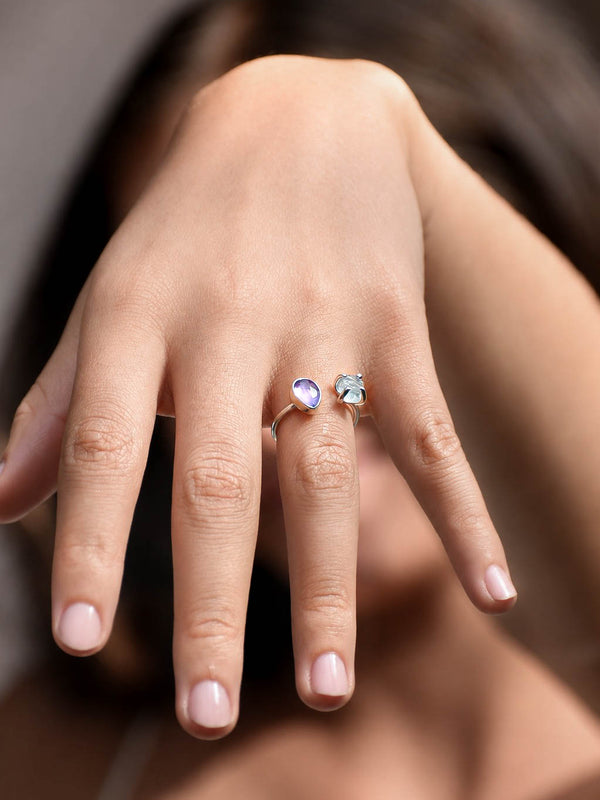 Anillo Aurora amatista y aguamarina - Secundaria
