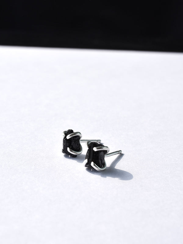 Aretes Raw turmalina negra - Secundaria