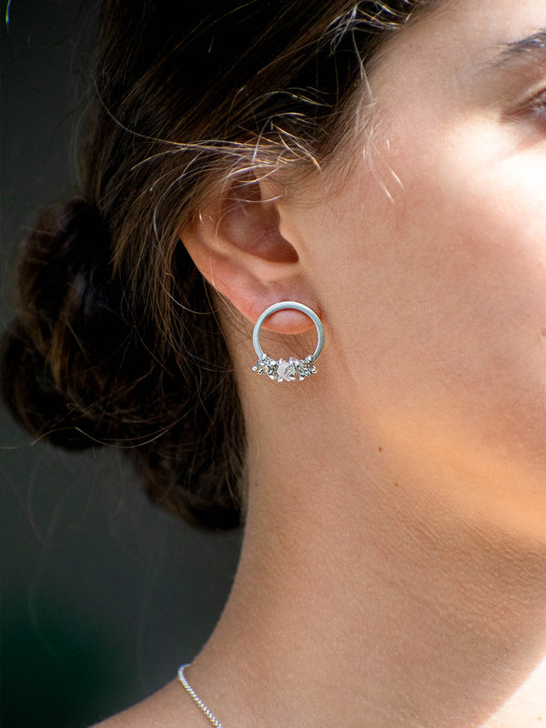 Aretes Flora pirita y cuarzo cristal
