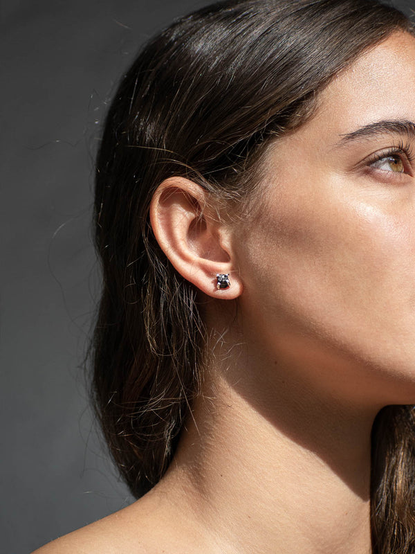 Aretes Raw turmalina negra