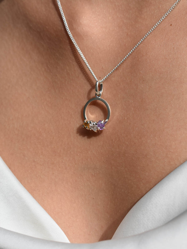 Collar Flora citrino, cuarzo cristal y amatista - Secundaria