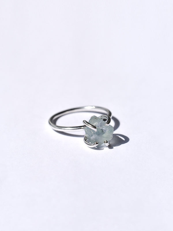 Anillo Raw aguamarina