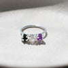Anillo Trinidad amatista, cuarzo cristal y turmalina negra