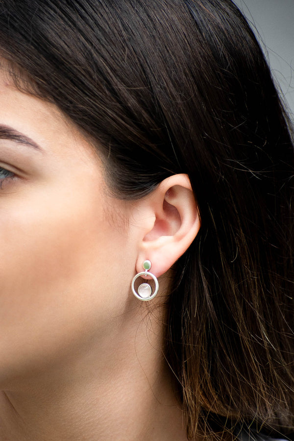 Aretes Mei cuarzo rosa