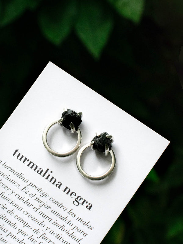 Aretes Quora turmalina negra - Secundaria