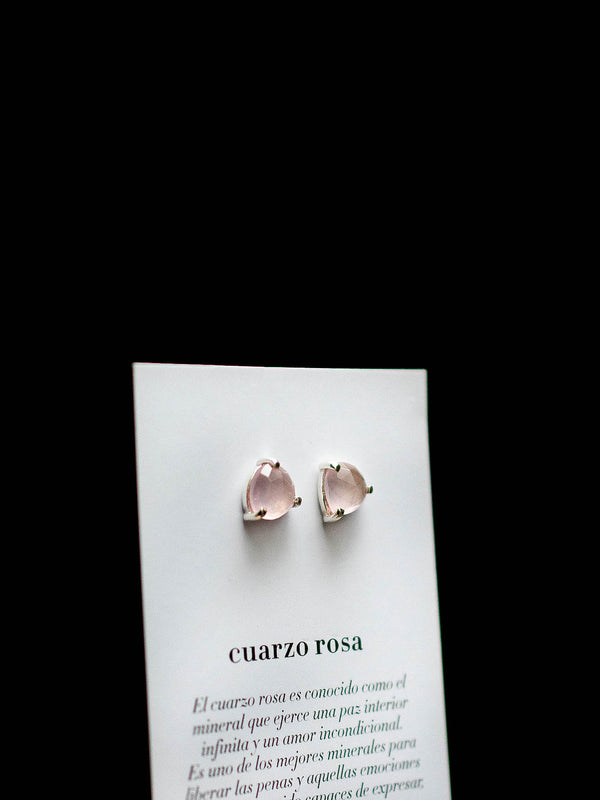 Aretes Kora cuarzo rosa facetado - Secundaria