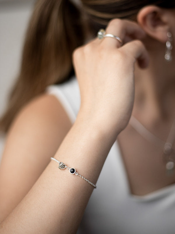 Pulsera Camus obsidiana y pirita