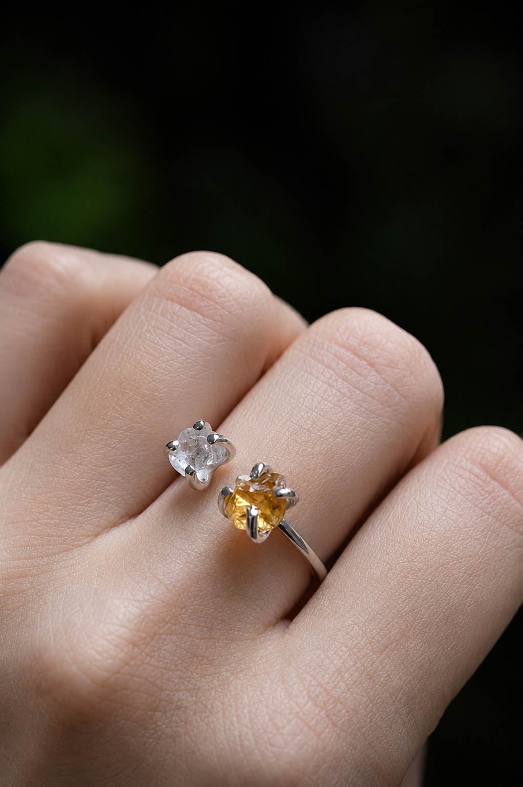 Anillo Camus citrino y cuarzo cristal - Gallery 2