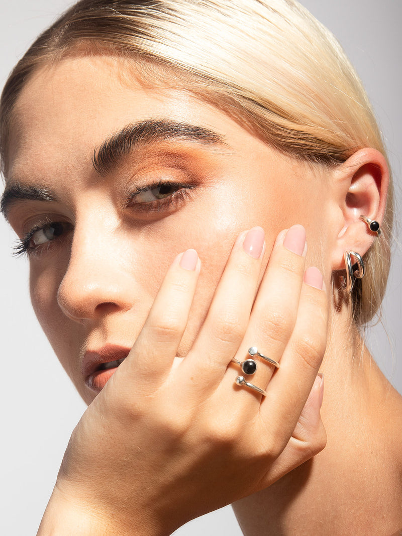 Anillo Calypso obsidiana negra