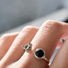 Anillo Camus pirita & obsidiana negra