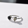 Anillo Camus pirita & obsidiana negra