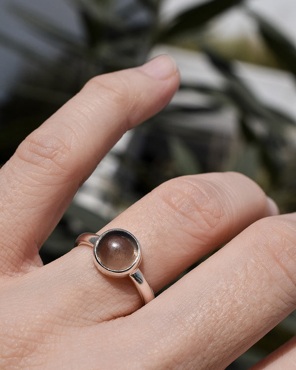 Anillo Siriana cuarzo ahumado