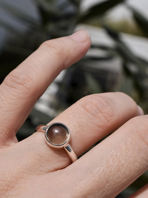 Anillo Siriana cuarzo ahumado