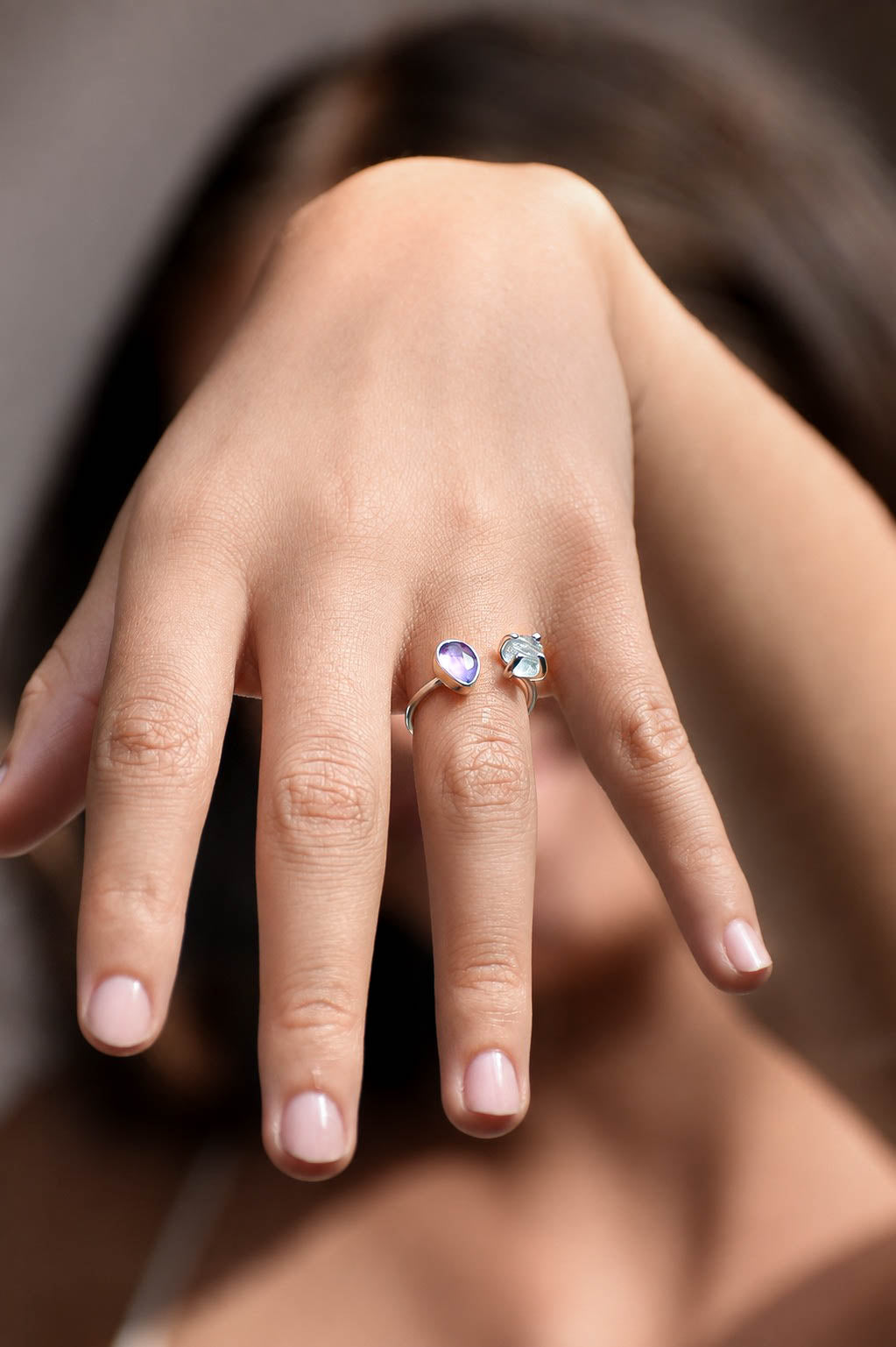 Anillo Aurora amatista y aguamarina - Gallery 2