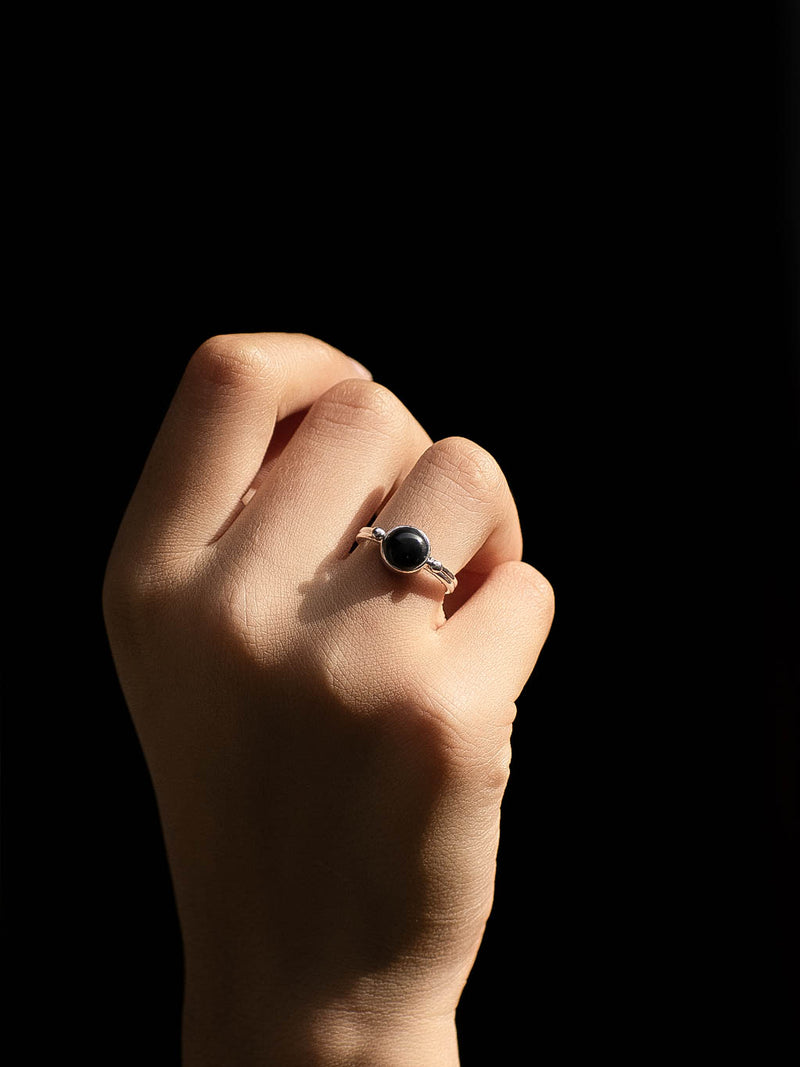 Anillo Forest obsidiana