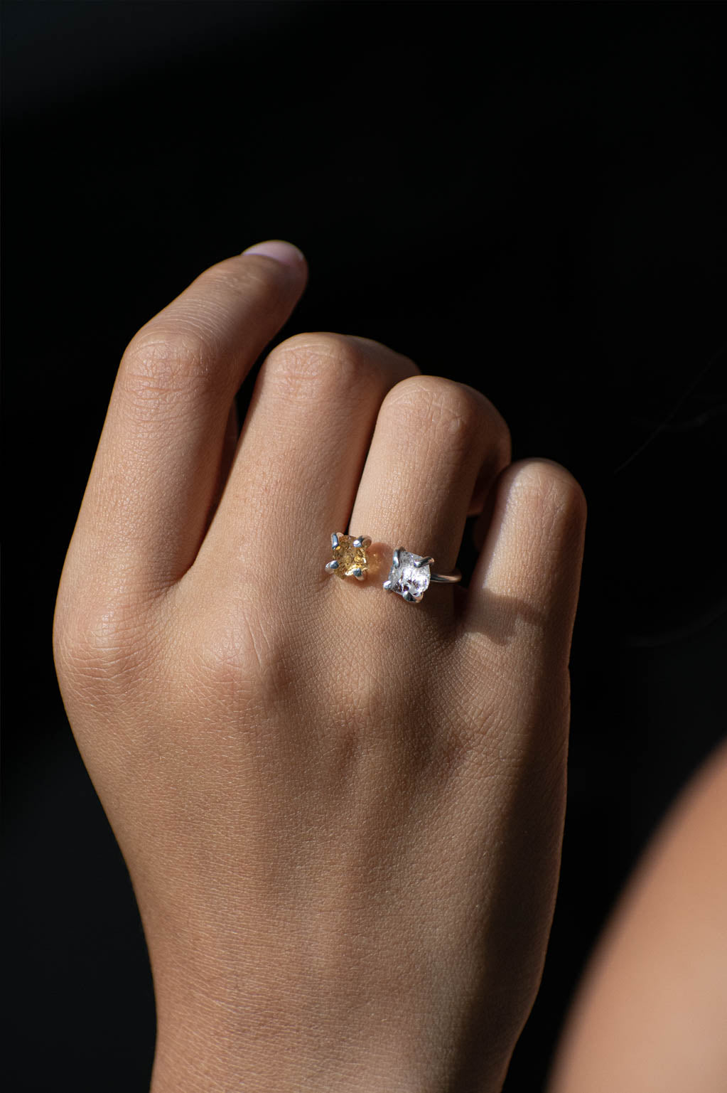 Anillo Camus citrino y cuarzo cristal - Gallery 3