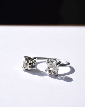 Anillo Duett pirita & cuarzo herkimer