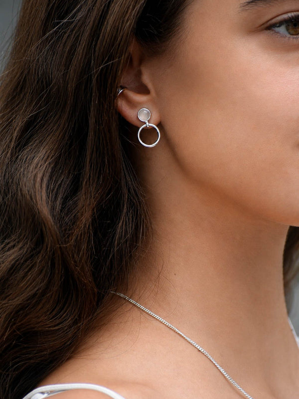 Aretes Mila cuarzo rosa
