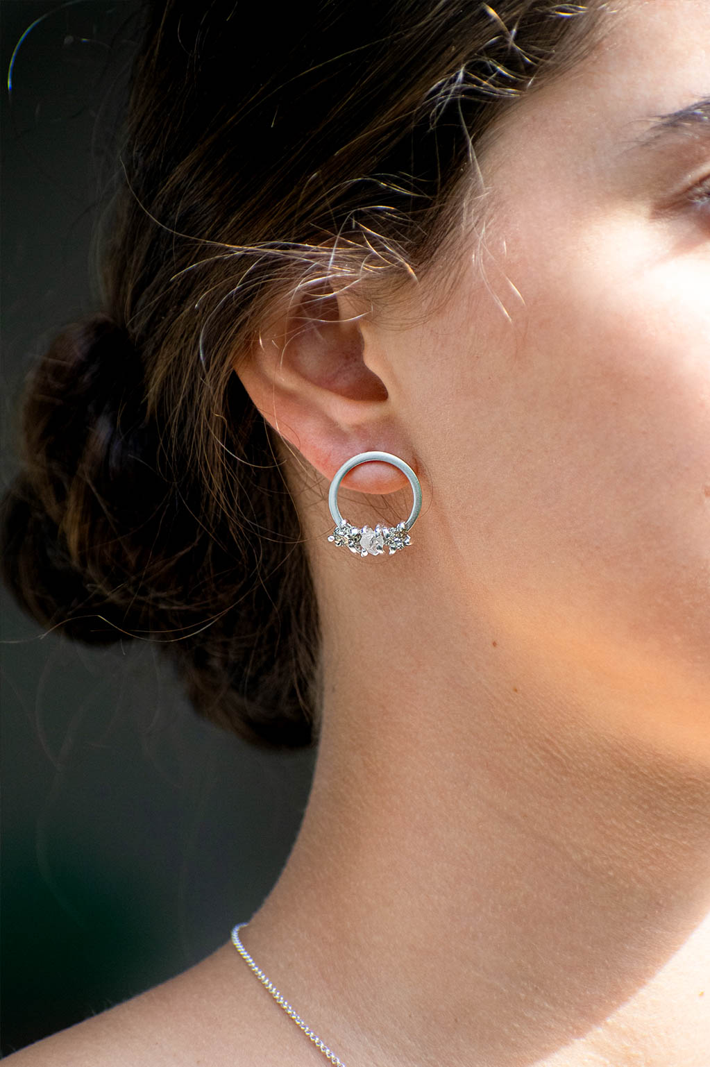 Aretes Flora pirita y cuarzo cristal - Gallery 1