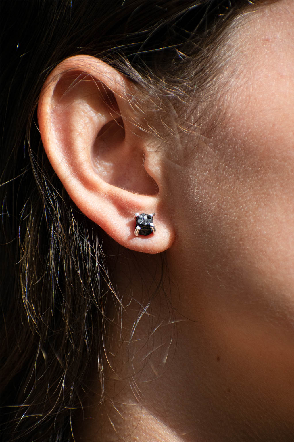 Aretes Raw turmalina negra - Gallery 3