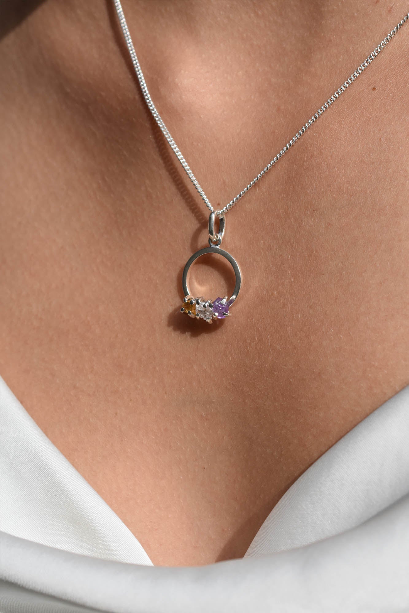 Collar Flora citrino, cuarzo cristal y amatista - Gallery 2