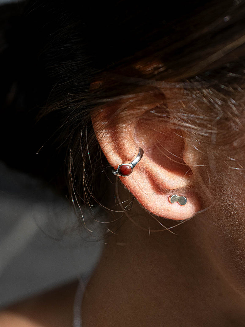 Ear cuff Suna jaspe rojo