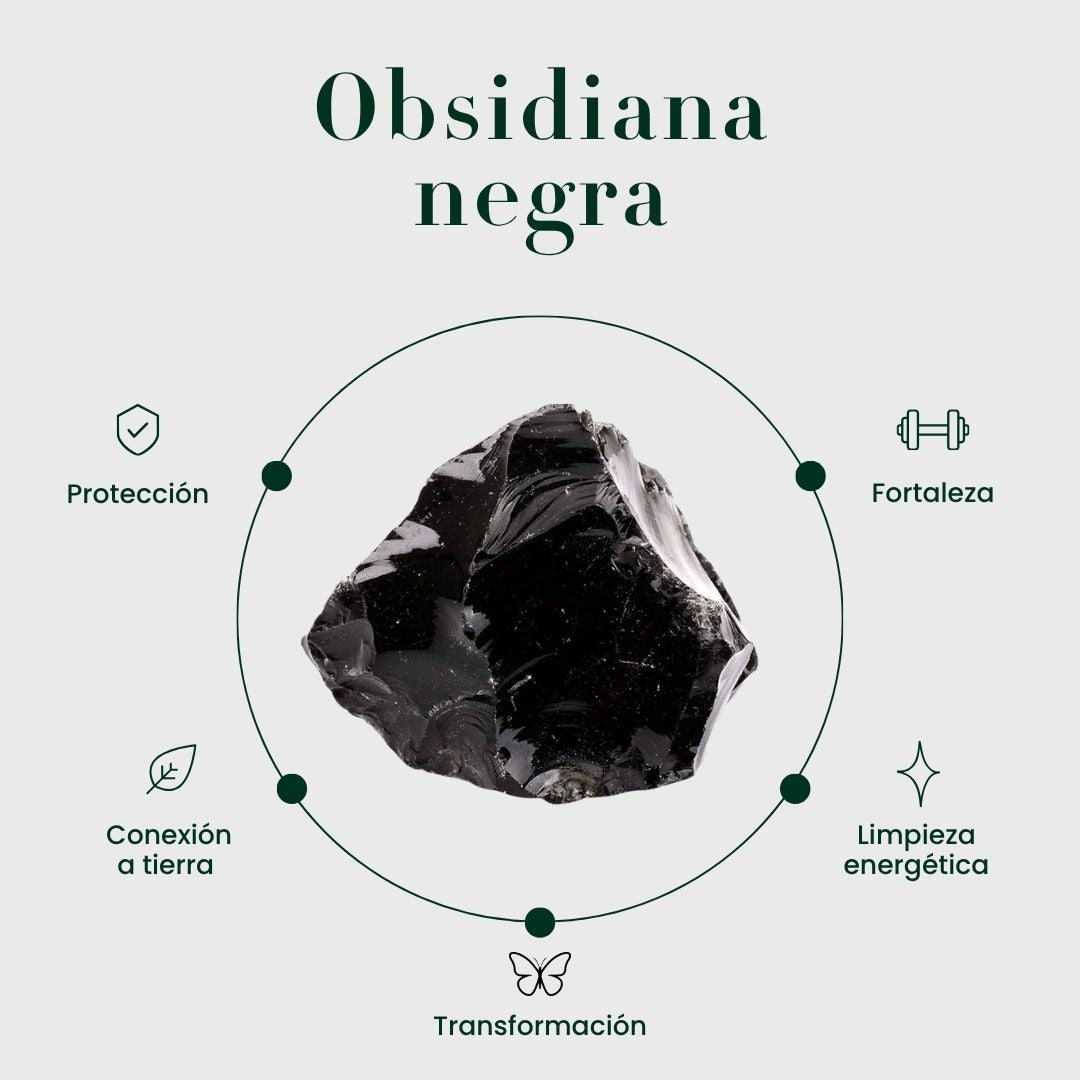Aretes Alfa obsidiana negra - Imagen informativa