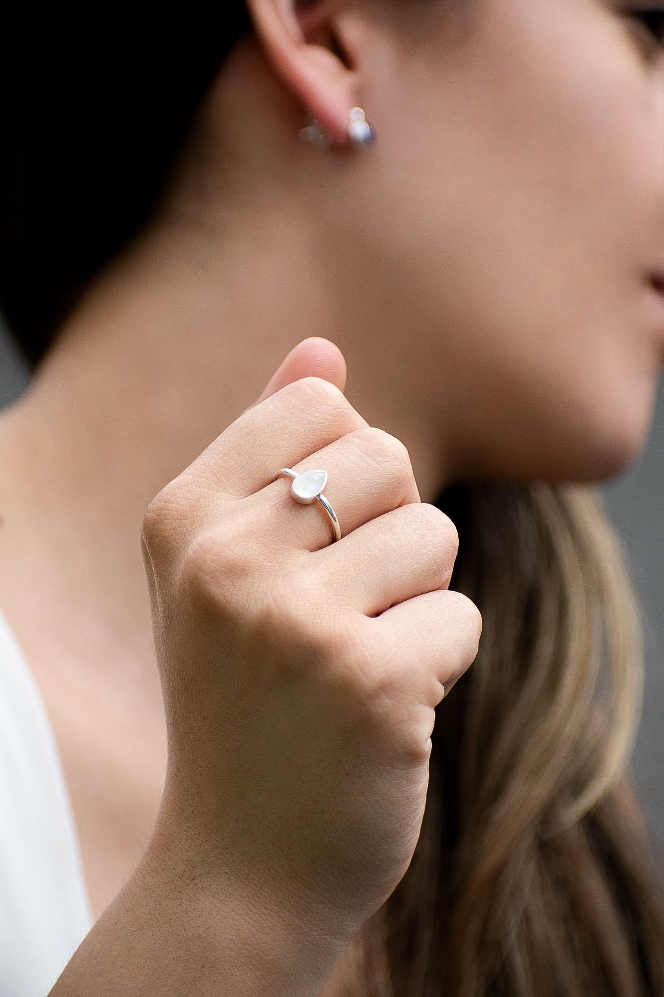 Anillo Gota piedra luna - Gallery 2