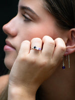 Anillo Trinidad amatista, cuarzo cristal y turmalina negra - Miniatura 3