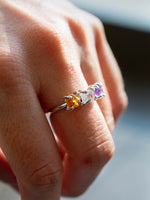 Anillo Trinidad citrino, cuarzo cristal y amatista - Miniatura 2