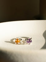Anillo Trinidad citrino, cuarzo cristal y amatista - Miniatura 3