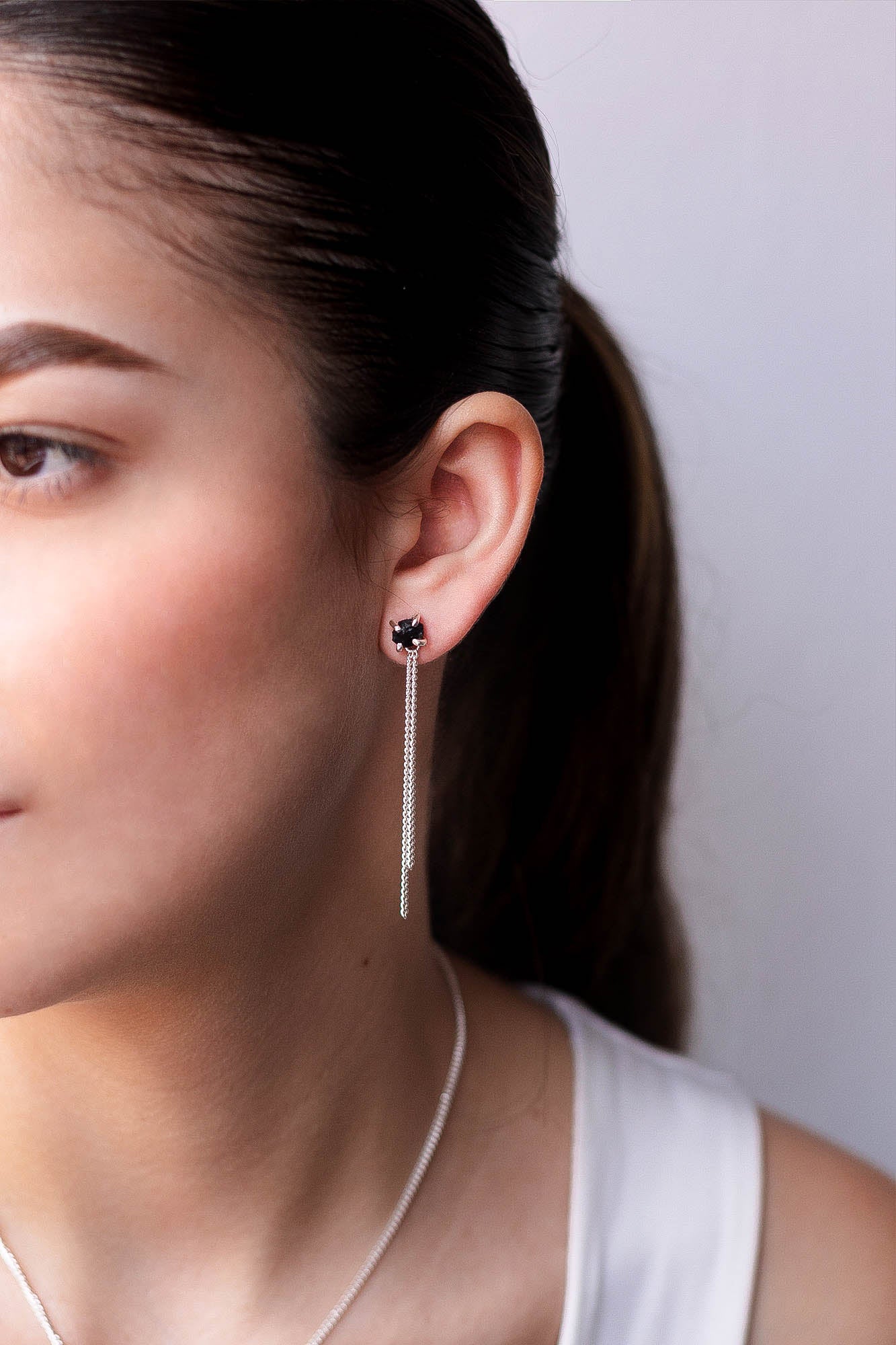 Aretes Drop turmalina negra - Gallery 1