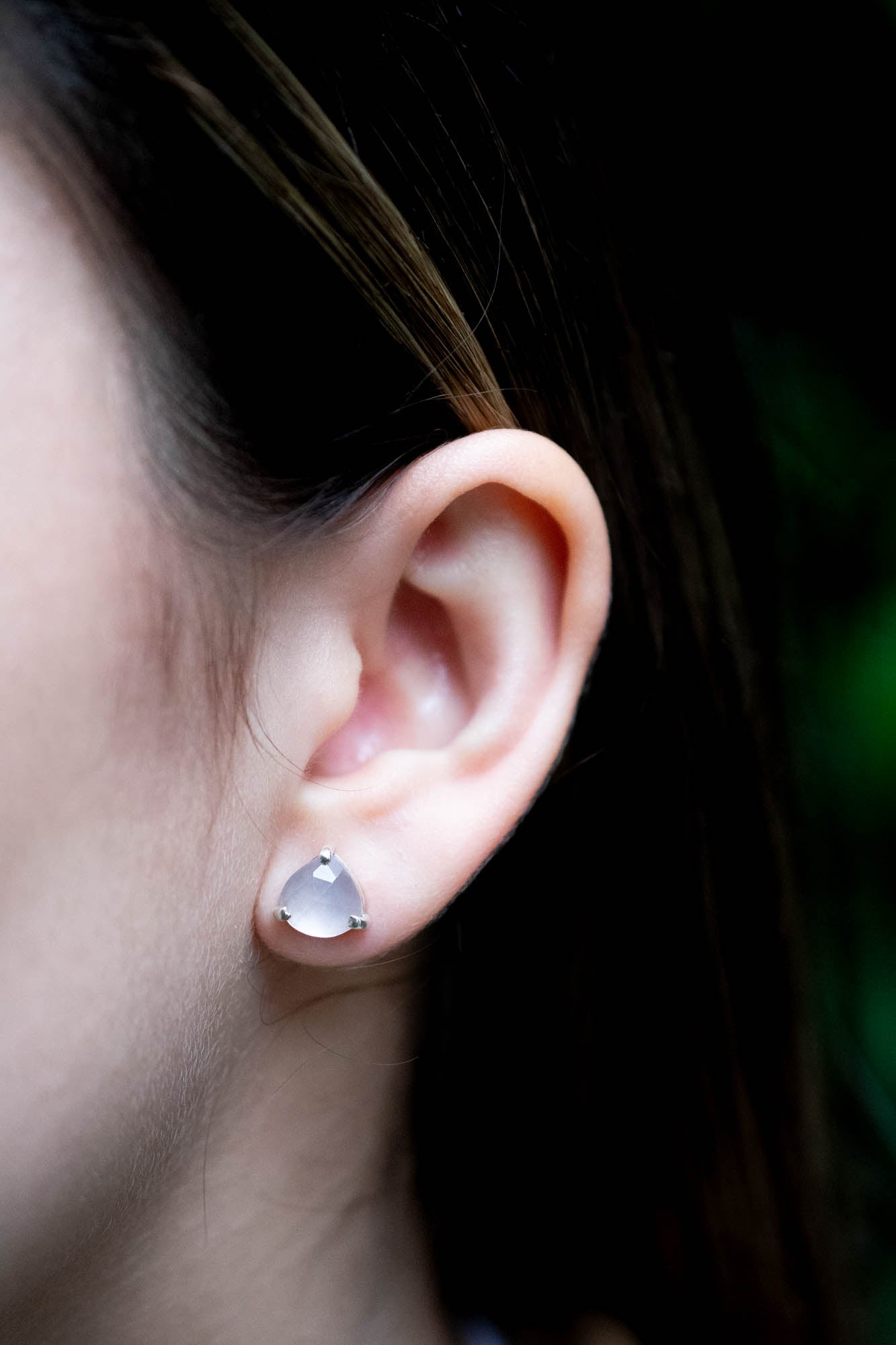 Aretes Kora cuarzo rosa facetado - Gallery 3