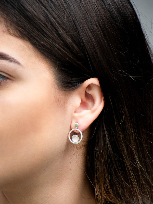 Aretes Mei cuarzo rosa
