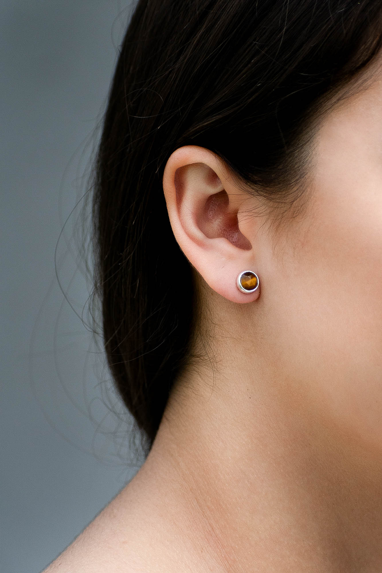 Aretes ojo de tigre 7mm - Gallery 1