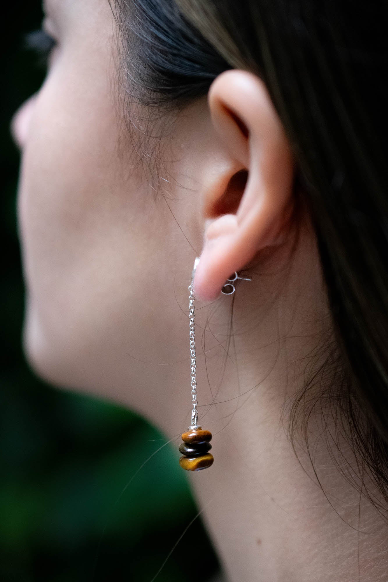 Aretes Pedra Ojo de tigre - Gallery 1