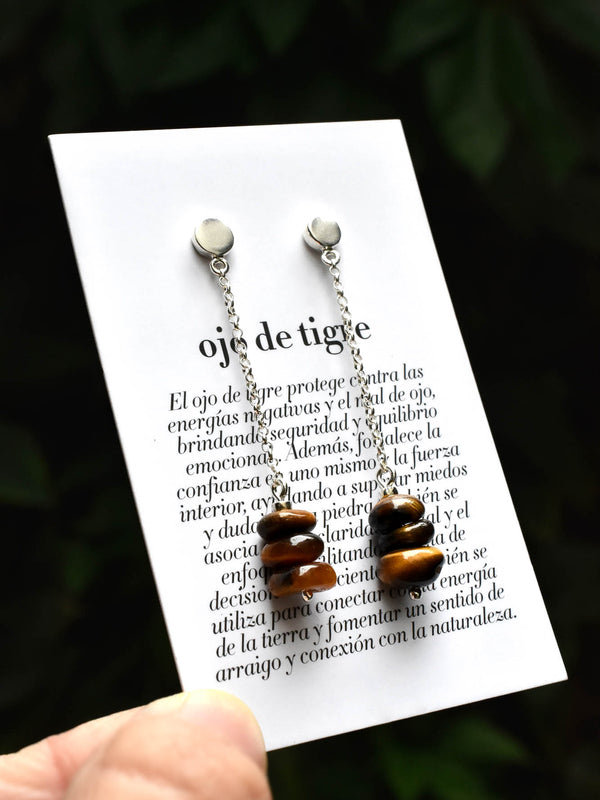 Aretes Pedra Ojo de tigre - Secundaria