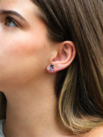 Aretes Trinidad amatista, cuarzo cristal y turmalina negra - Miniatura 2