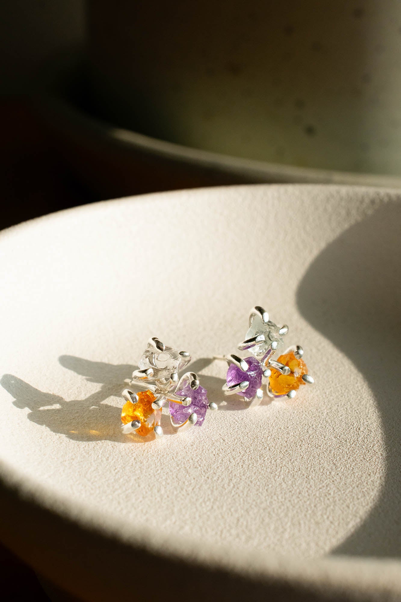 Aretes Trinidad citrino, cuarzo cristal y amatista - Gallery 2