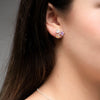 Aretes Trinidad citrino, cuarzo cristal y amatista
