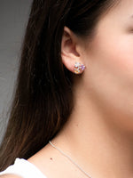 Aretes Trinidad citrino, cuarzo cristal y amatista - Miniatura 1