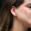 Aretes Trinidad pirita, cuarzo cristal y turmalina negra