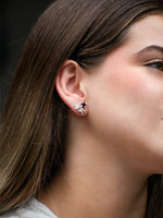 Aretes Trinidad pirita, cuarzo cristal y turmalina negra - Miniatura 1