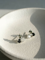 Aretes Trinidad pirita, cuarzo cristal y turmalina negra - Miniatura 2