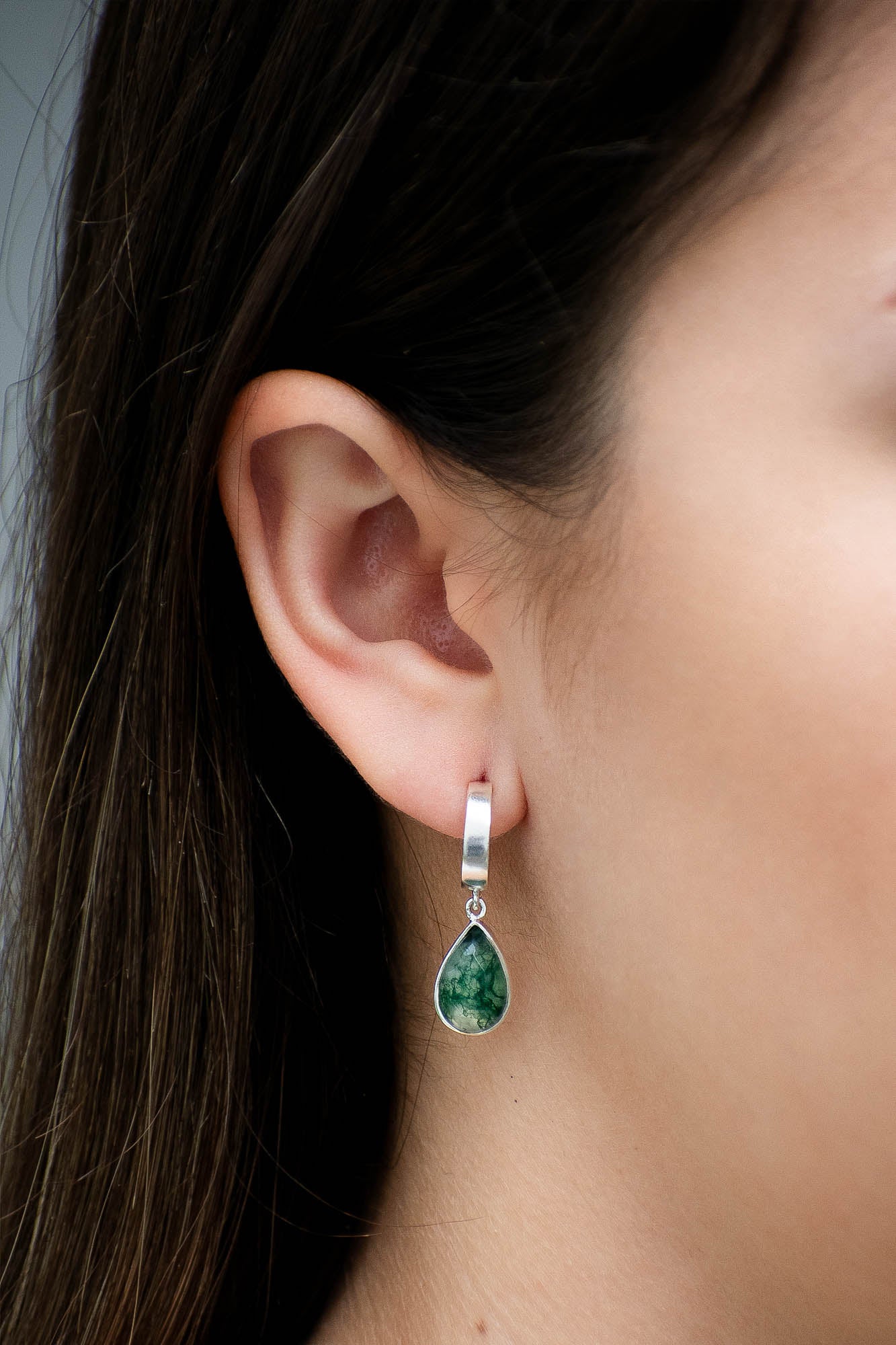 Aretes Vida ágata musgosa - Gallery 2