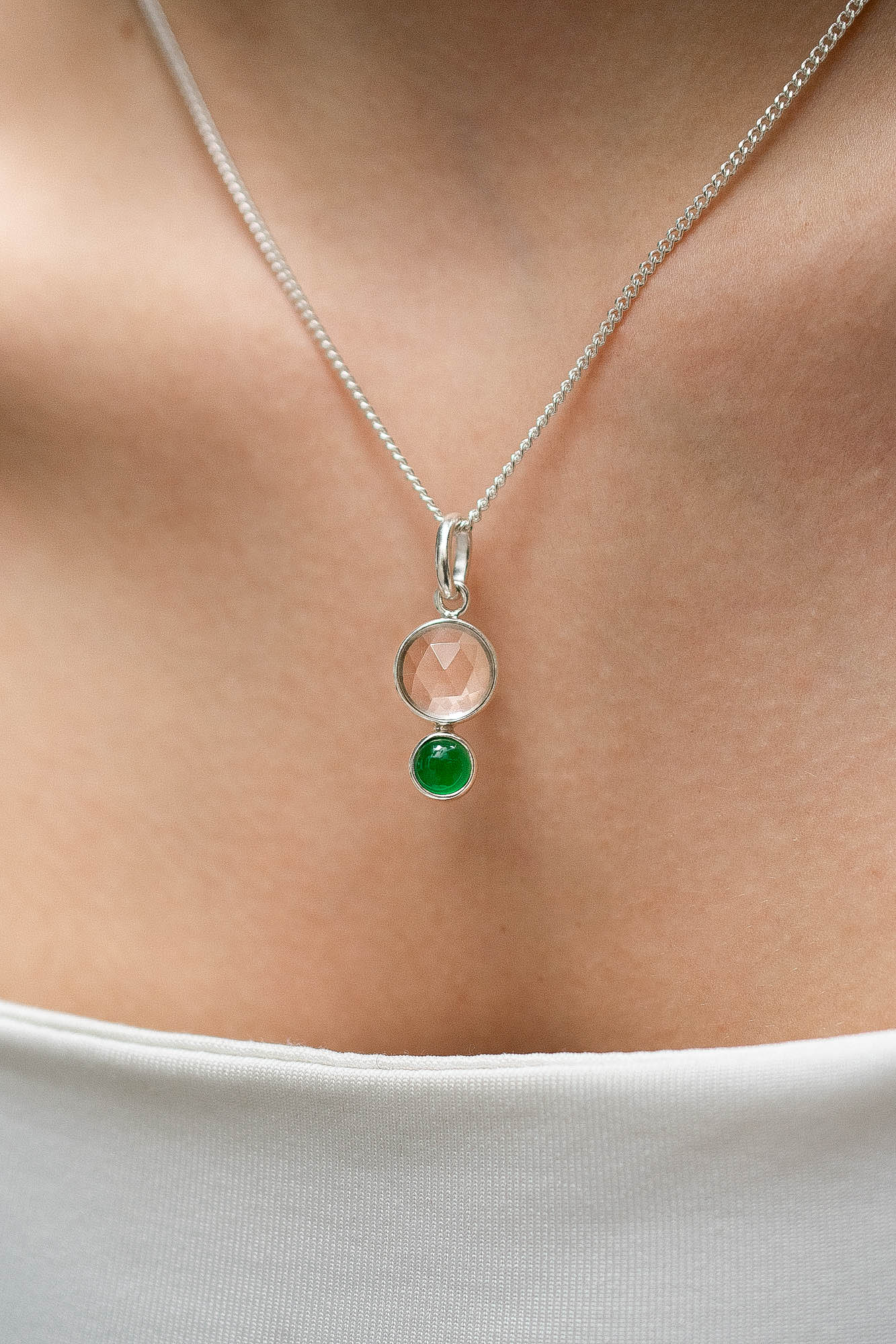 Collar Amún cuarzo cristal y ónix verde - Gallery 2