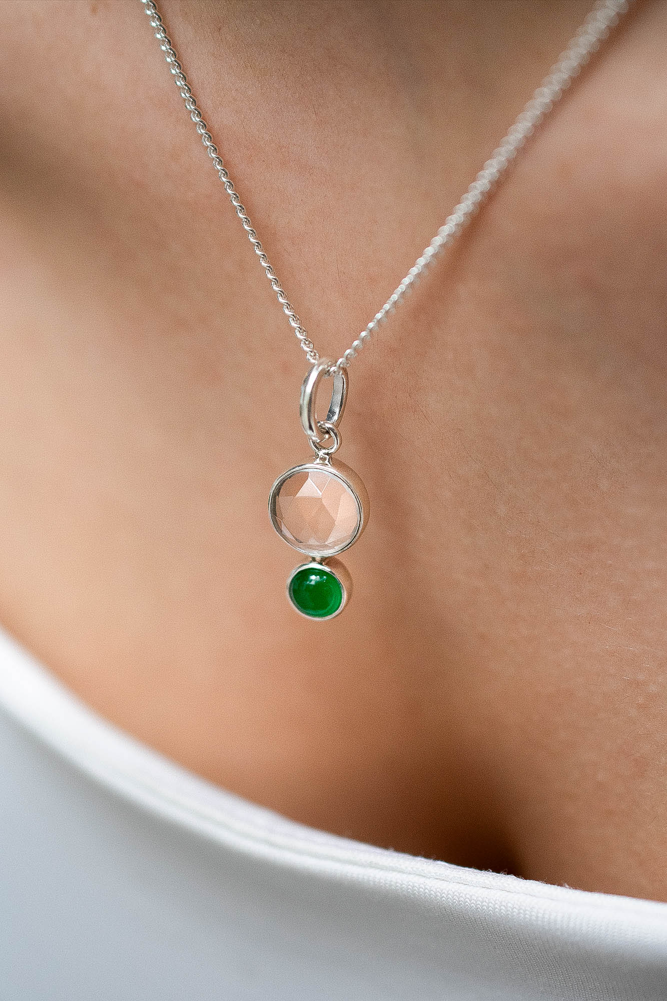 Collar Amún cuarzo cristal y ónix verde - Gallery 1
