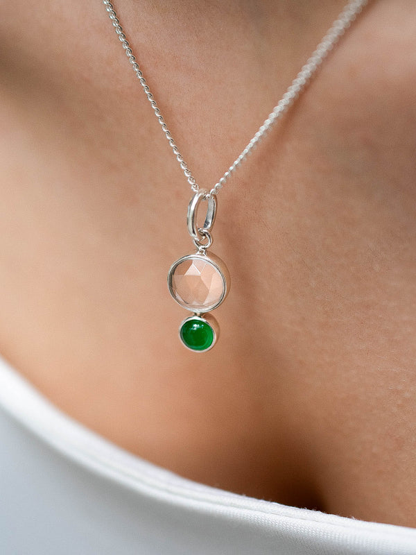 Collar Amún cuarzo cristal y ónix verde